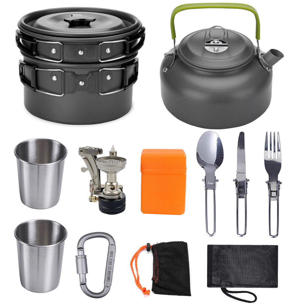 Camping Kochgeschirr Set aus Aluminium – Outdoor Kochset für Reisen, Wandern & BBQ