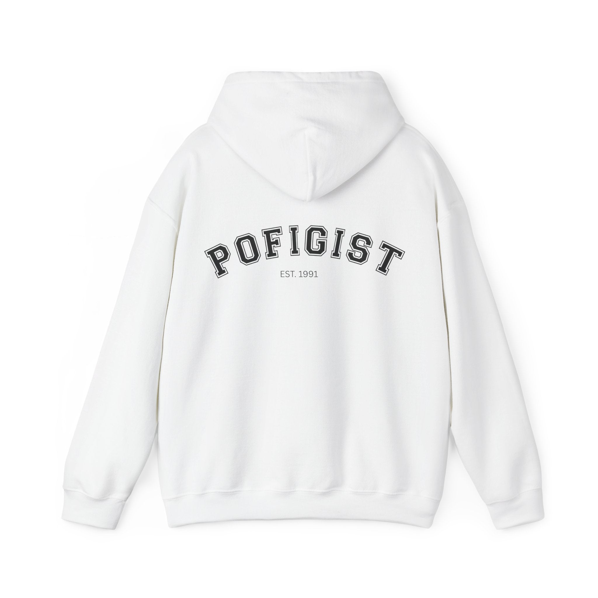 POFIGIST Hoodie White – Black Back Print | Zareno