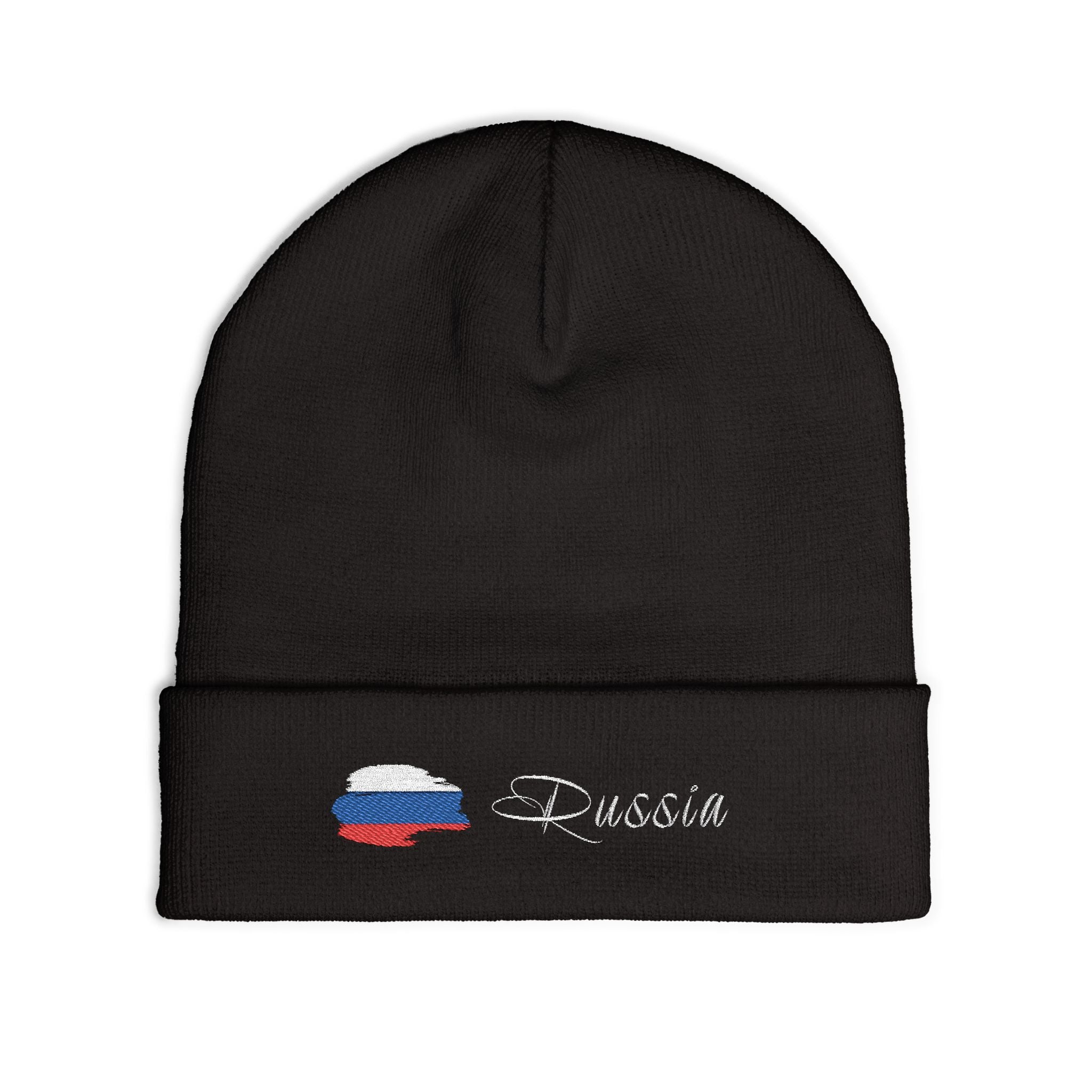 Russia Beanie – Mütze mit Stick & russischer Flagge