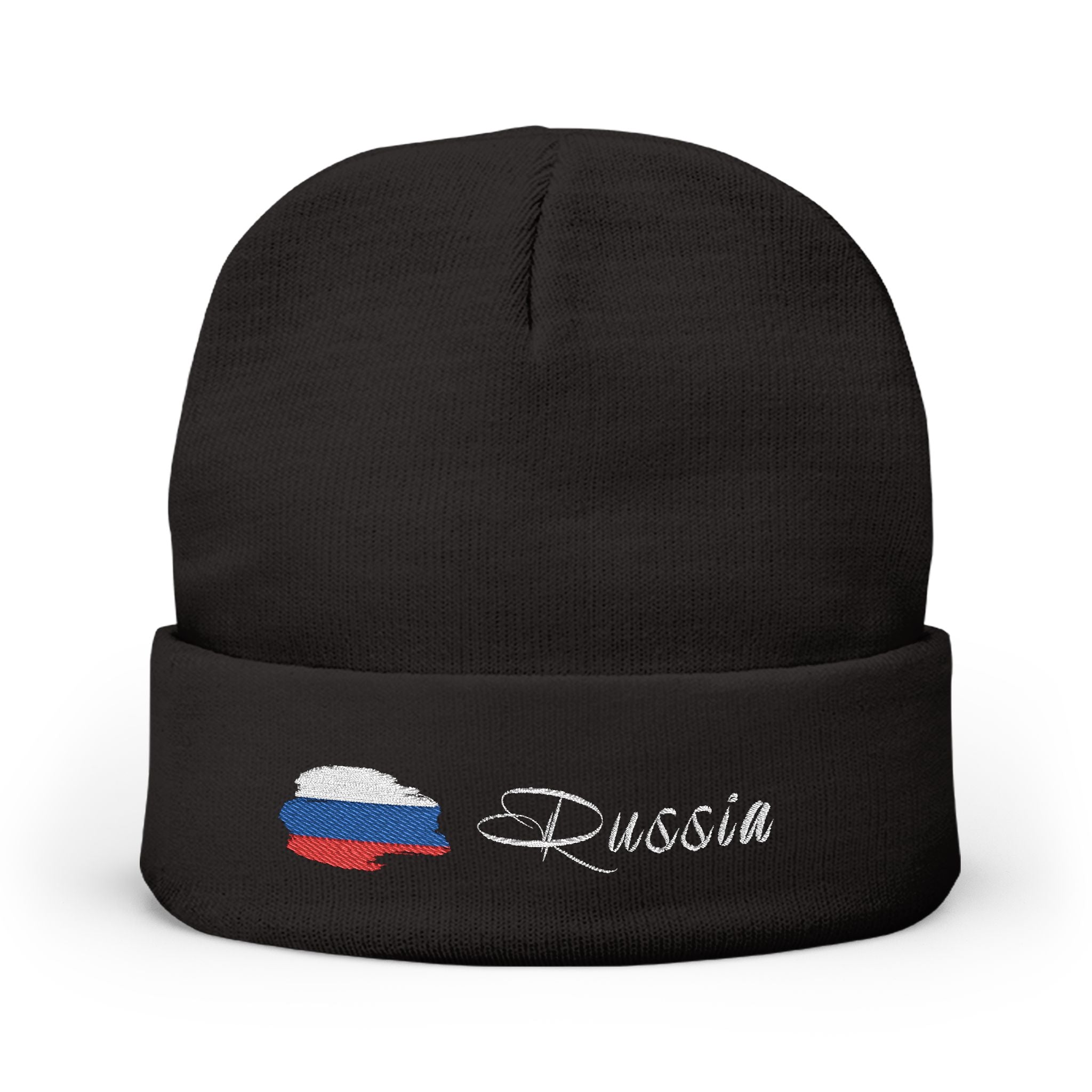 Russia Beanie – Mütze mit Stick & russischer Flagge