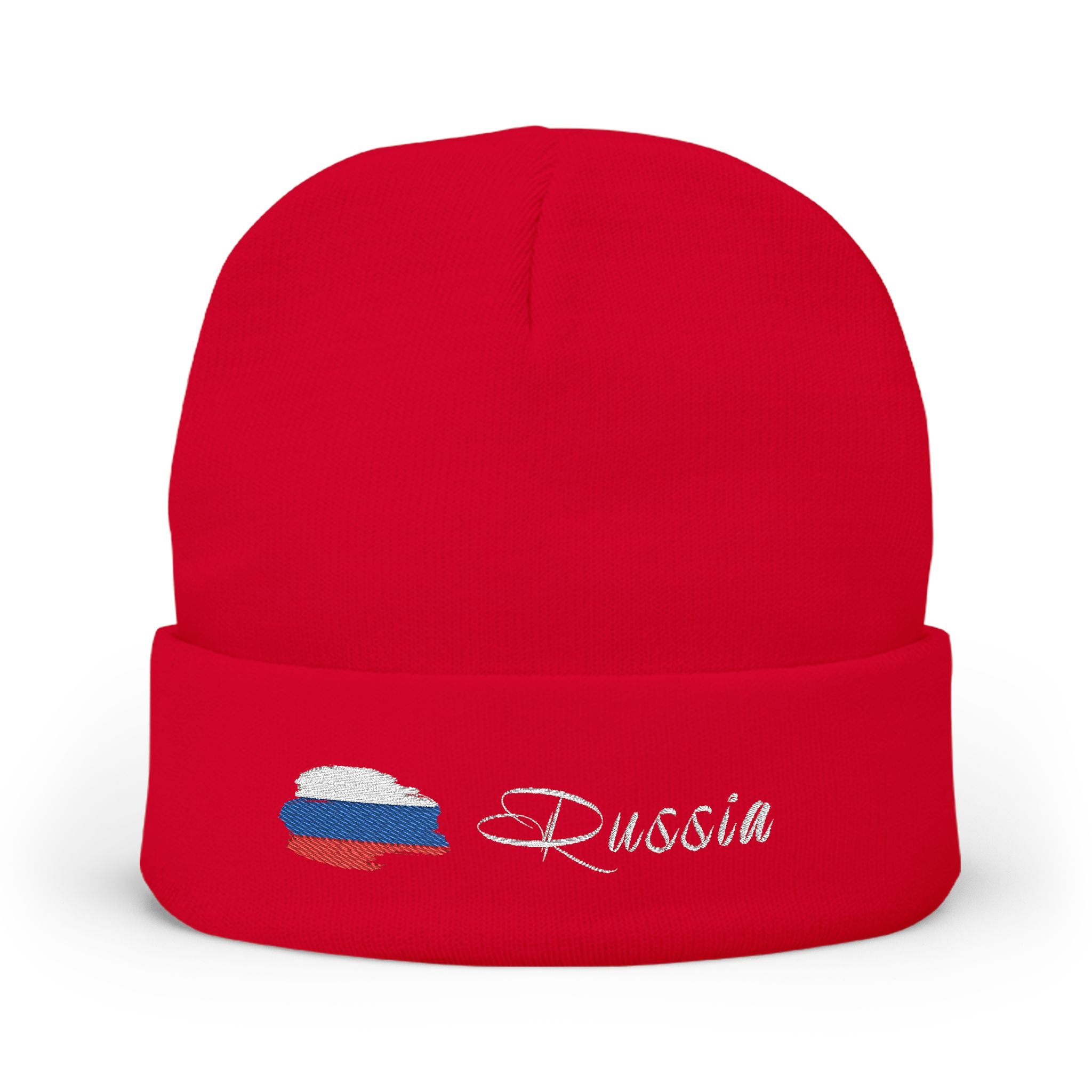 Russia Beanie – Mütze mit Stick & russischer Flagge