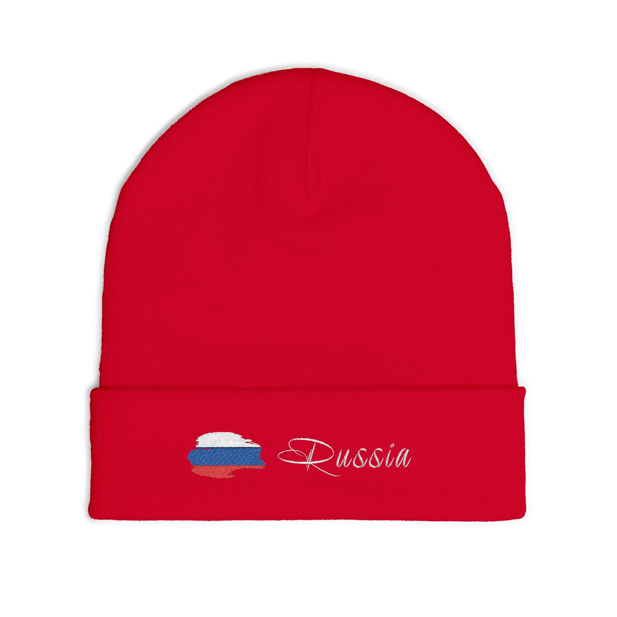 Russia Beanie – Mütze mit Stick & russischer Flagge