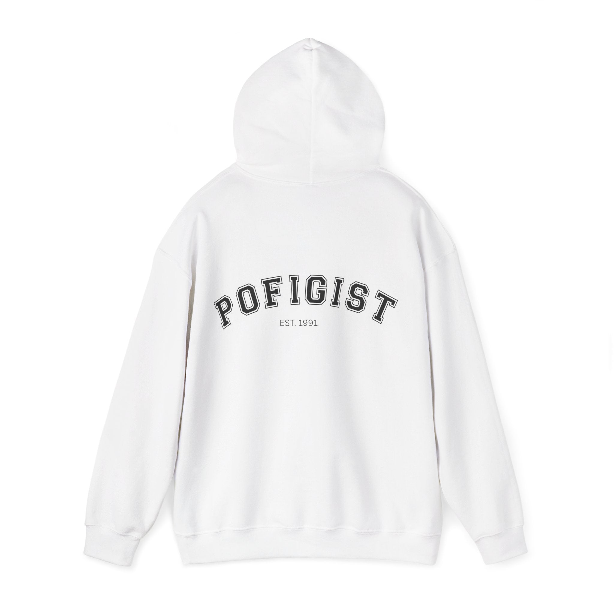 POFIGIST Hoodie White – Black Back Print | Zareno