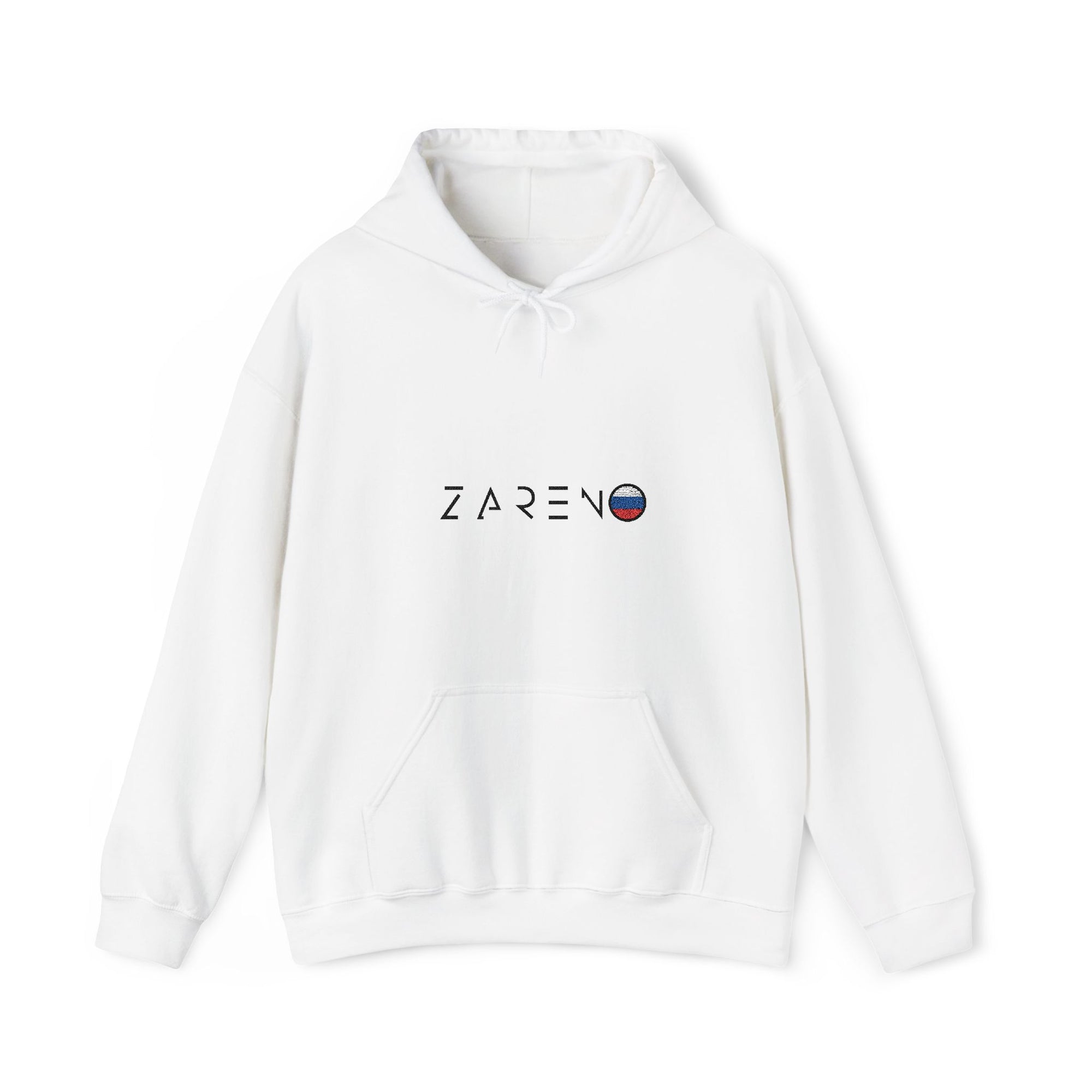Weißer Hoodie mit Stickerei – Unisex Premium | Zareno